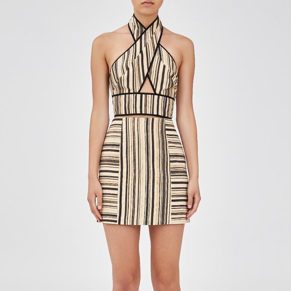 NWT C/MEO Collective Halter Cutout Striped Top - Picture 2 of 2